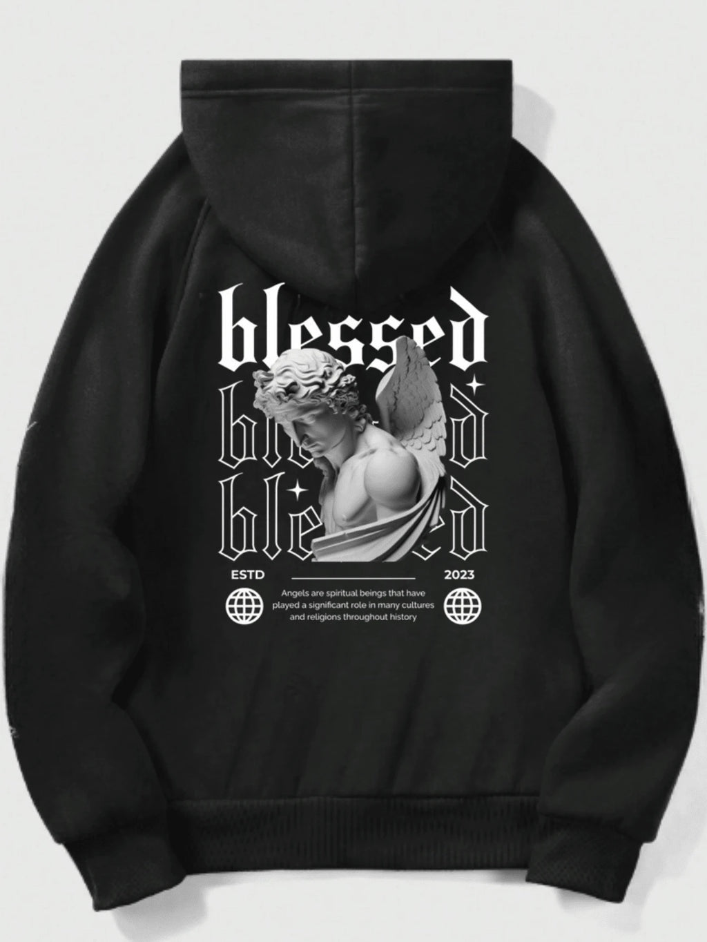 Moletom Oversized Blessed Streetwear Premium Preto – Unissex, Confortável e Estilo Urbano