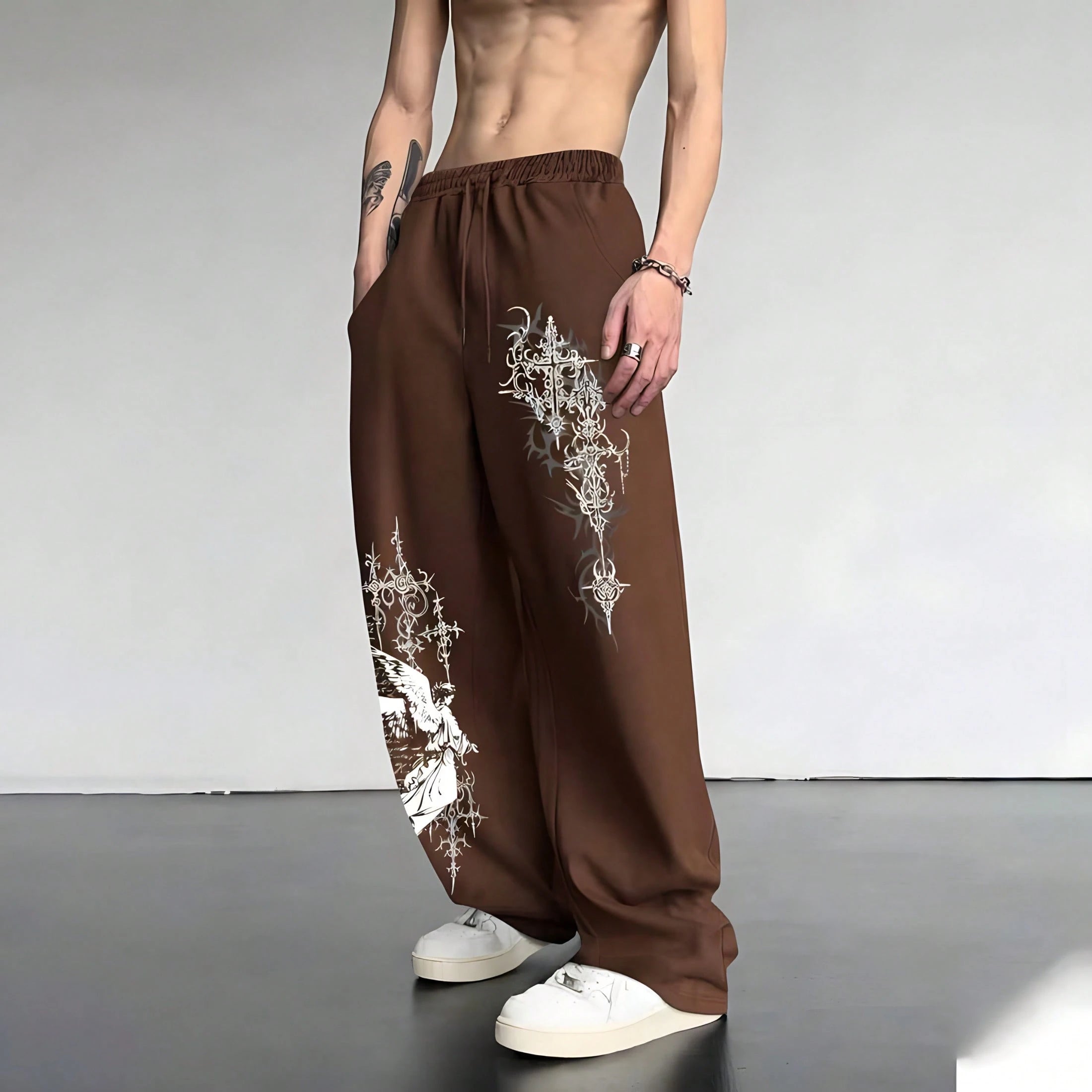Calça Wide Leg Baggy Premium Estilo Rabiscos – Streetwear Unissex, Perna Larga, Conforto e Estilo Urbano