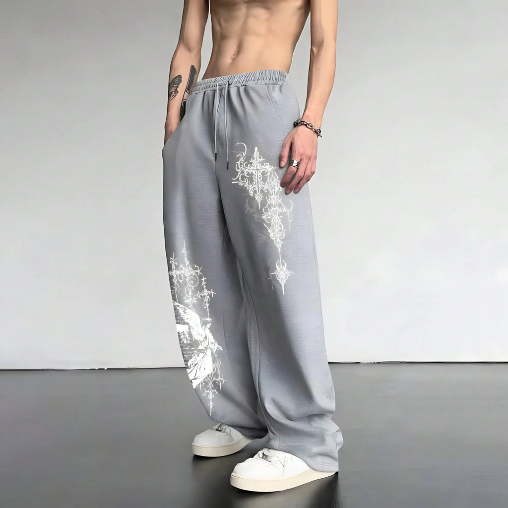 Calça Wide Leg Baggy Premium Estilo Rabiscos – Streetwear Unissex, Perna Larga, Conforto e Estilo Urbano
