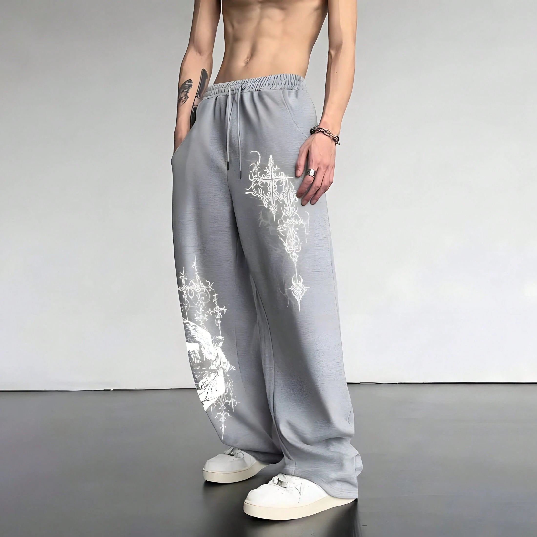 Calça Wide Leg Baggy Premium Estilo Rabiscos – Streetwear Unissex, Perna Larga, Conforto e Estilo Urbano